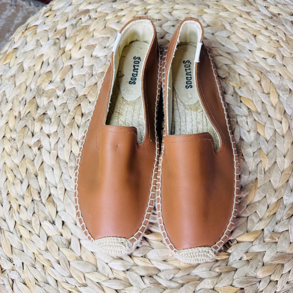 NEW Soludos Women's Leather Espadrille Slip-On in Tan - Picture 4 of 6